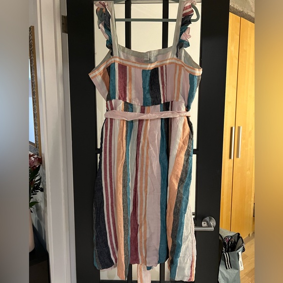 J Crew Plus Size 100% Linen striped dress, size 22 - Picture 2 of 2